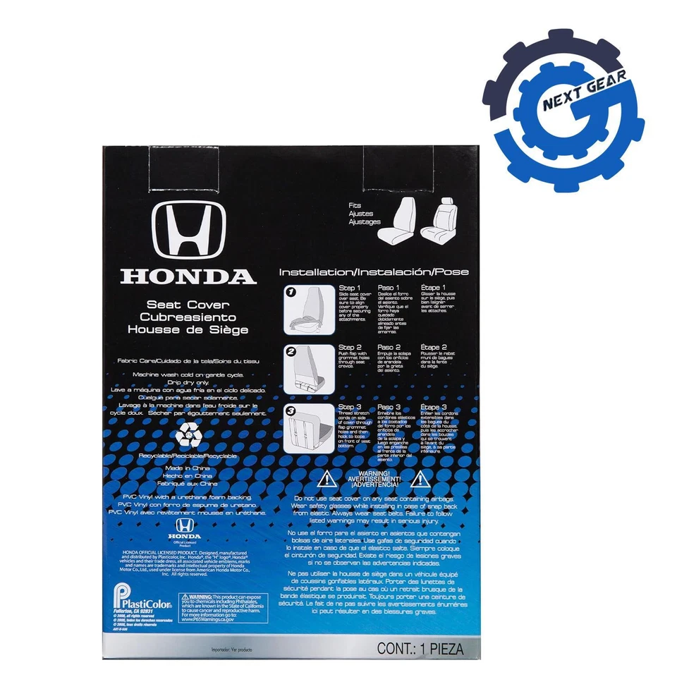 Cubierta de asiento universal con respaldo alto deportivo logotipo Honda plásticolor para automóvil camioneta SUV negra Foto 2 de 4