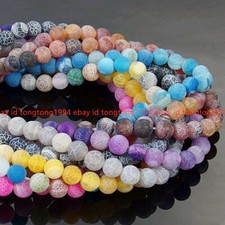 Hübsch 6/8/10/12mm Mehrfarbig Matt Traum Feuer Venen Achat Lose Perlen 38cm