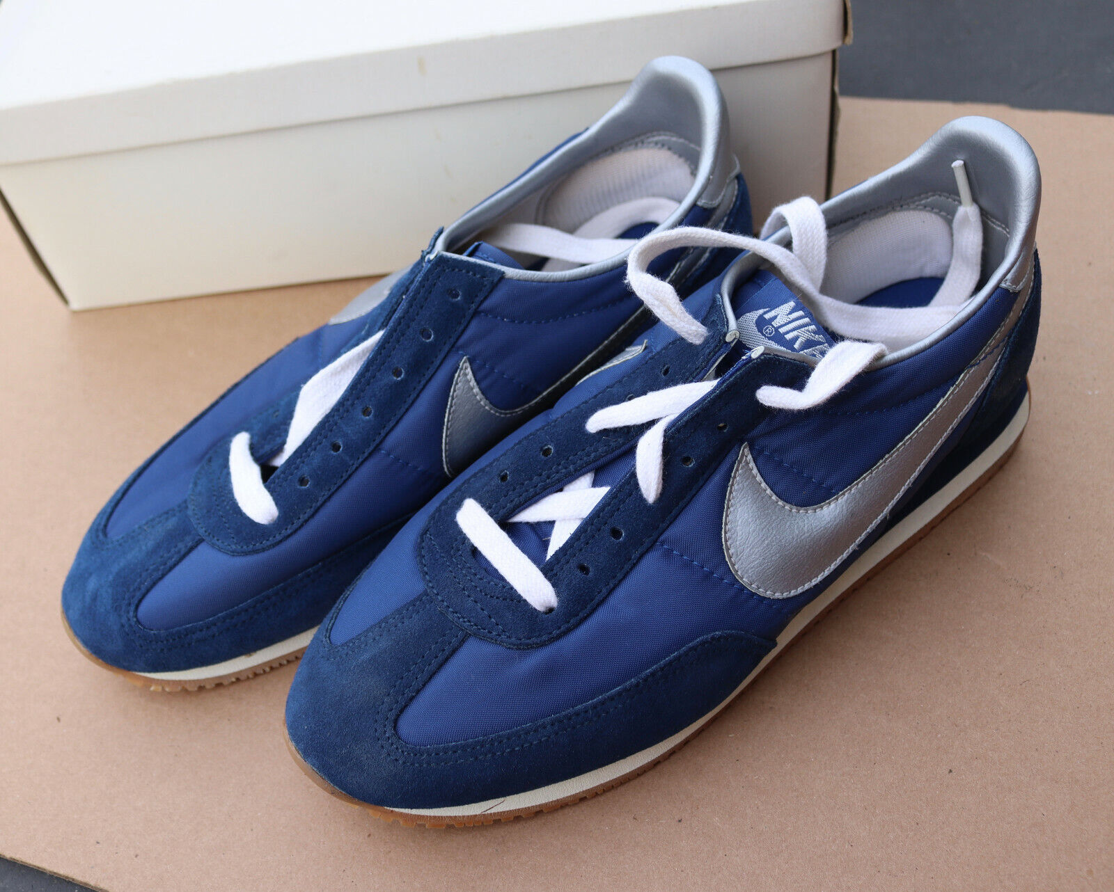 Vintage 1980s NIKE Oceania NB/SIL Blue Silver Running Shoes w/ Box Size 8 RARE |