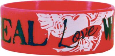 Real Love Waits, Rubber Red, 1 inch Pro-Life Awareness Bracelet (Pack of 50)