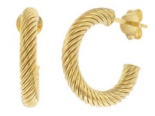 TRENDOR Schmuck Damen-Ohrringe Halbcreolen 925 Silber Vergoldet ⌀ 22 mm 15931