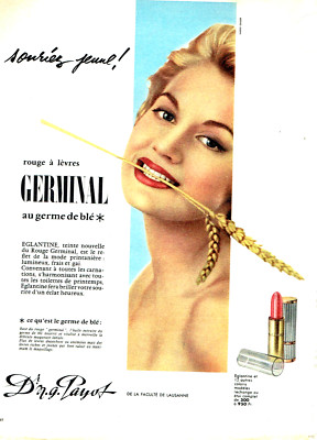 Advertising 25.04 1957 Dr Payot Lipstick Makeup Wheat Germ