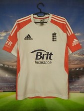 England Team Jersey Cricket Shirt White Orange Adidas Mens Size L