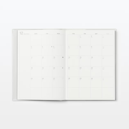 MUJI japan 2024 B6 size monthly weekly schedule planner book calendar white JP - Picture 8 of 12