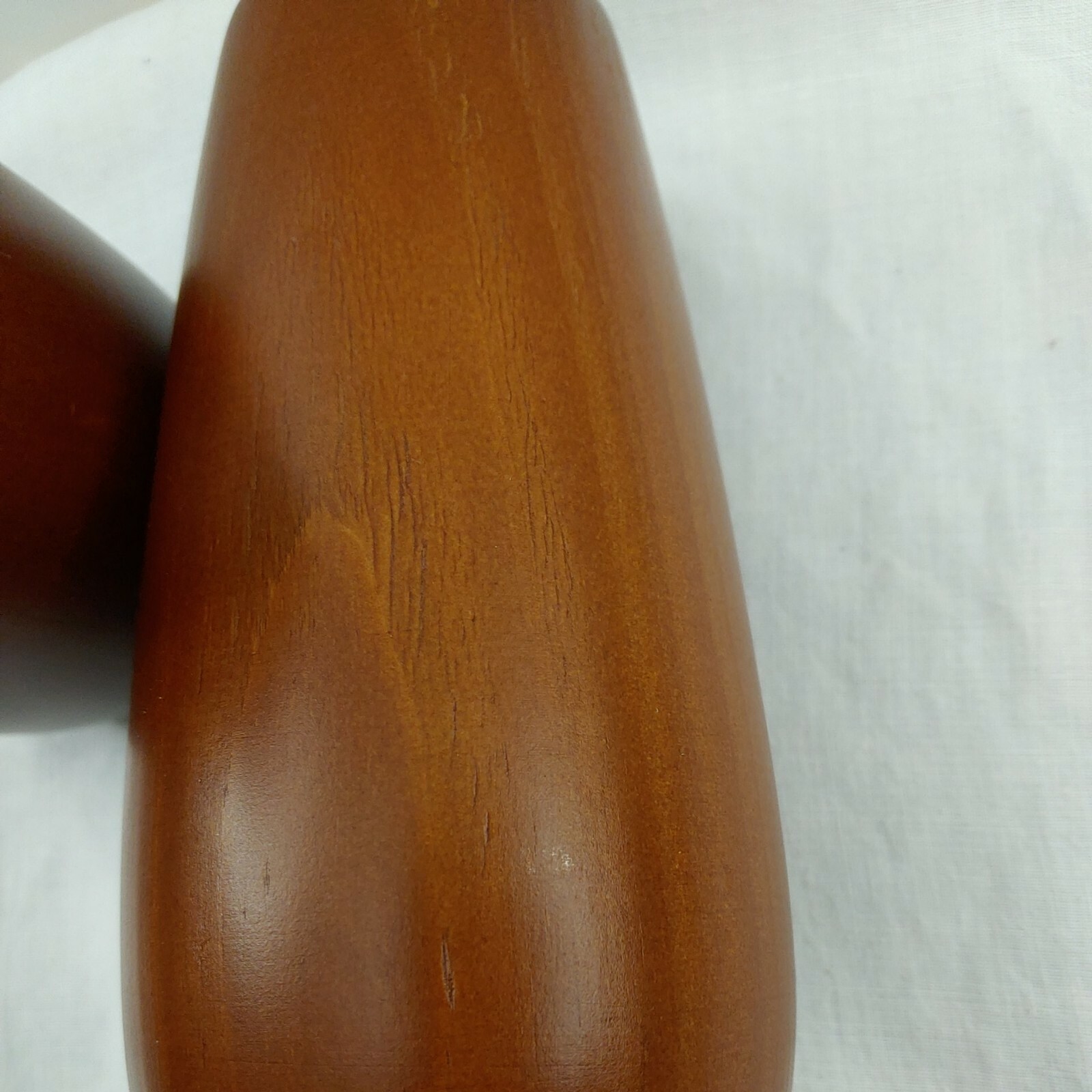 Wooden Oval Candle Holders Set of 2 Modern Mid Century 