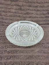 VTG Anchor Hocking Crystal Cut Glass Clear Cigar Ashtray Very Heavy Thick 8.5"
