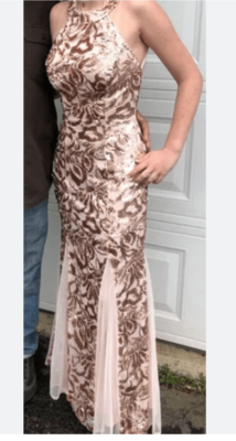 morgan and co rose gold dress Morgan & Co 13290 Long Formal Sequin Prom Dress – The Dress Outlet main image 0