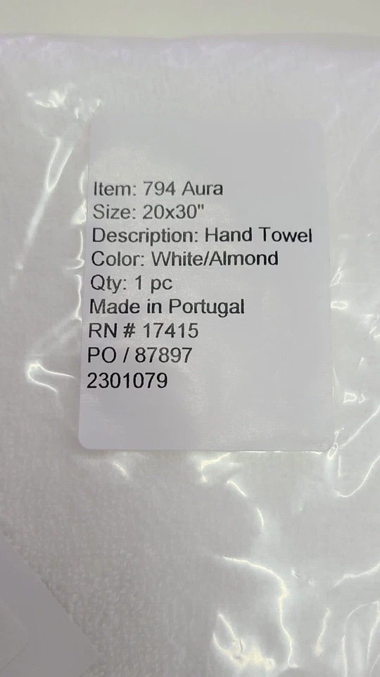 Полотенце для рук Sferra Aura белое/миндальное - Изображение 3 из 4