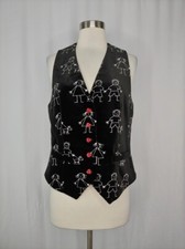 Moschino Cheap Chic IT 48 US 38 Men's Velvet Stick Figure Vest Heart Buttons