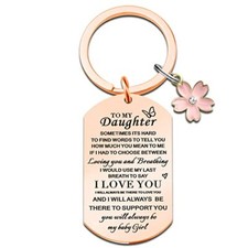 To My Daughter Gift Keychain from Mom Dad Whenever You Feel Overwhelmed Gold