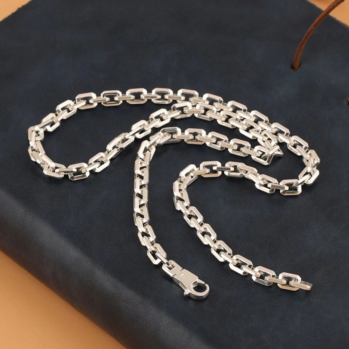 Silver link chain necklace womens online