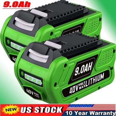 2x 9.0AH 40V G-MAX Lithium Battery for GreenWorks 29472 29462 29462 29252 20202