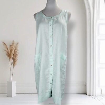 Eileen Fisher Organic Linen Shift Dress Size M Mint Green Button Front | eBay Eileen Fisher Organic Linen Shift Dress Size M Mint Green Button Front | eBay