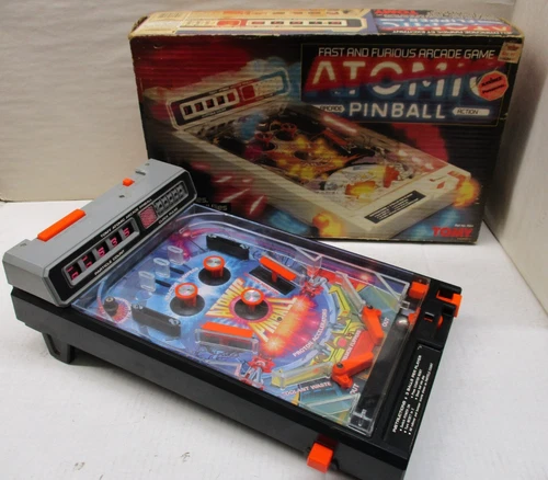 Vintage 1979 TOMY Atomic Pinball #7054 Tabletop Arcade Game Machine Toy with Box