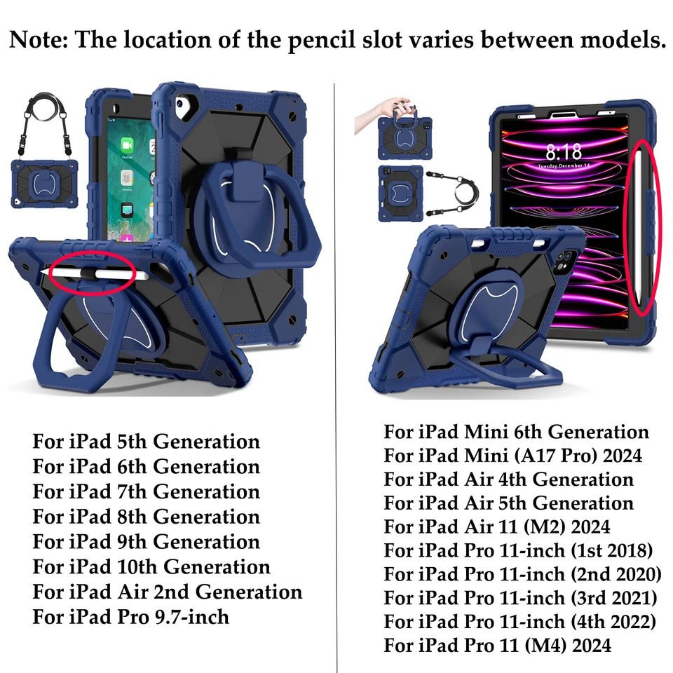 Shockproof Stand Case Cover for iPad 7th 8th 9th 10th 11th (A16) Gen Xmas Gift - Image 2 of 4