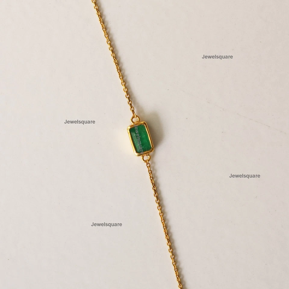 Solitaire 赞比亚翡翠链奴隶填充戒指到手腕手链 14k 金色 — 第 2/4 张图片