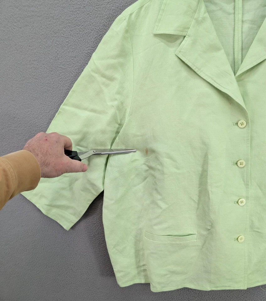 Appleseeds Feminino Botão Frontal Top com Vestido Mistura de Linho Pistache Plus Size 20W - Imagem 3 de 4