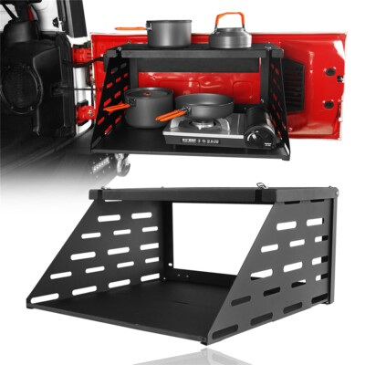 2-Tier Tailgate Foldable Storage Shelf Table Fit Jeep Wrangler JK JL 2007-2026