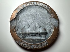Vintage General Motors Ad Ashtray - “Who Serves Progress, Serves America”