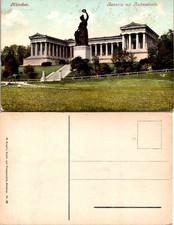 Munchen Bavaria mit Ruhmeshalle Postcard Vintage Munich Colorized Unposted