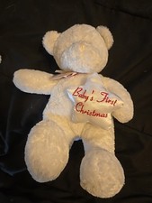 Baby Gund My First Christmas Teddy Bear Plush White Stuffed Toy 10" With Tags