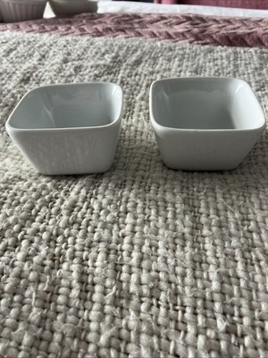 2er Set weiße quadratische Keramik Soßenschalen