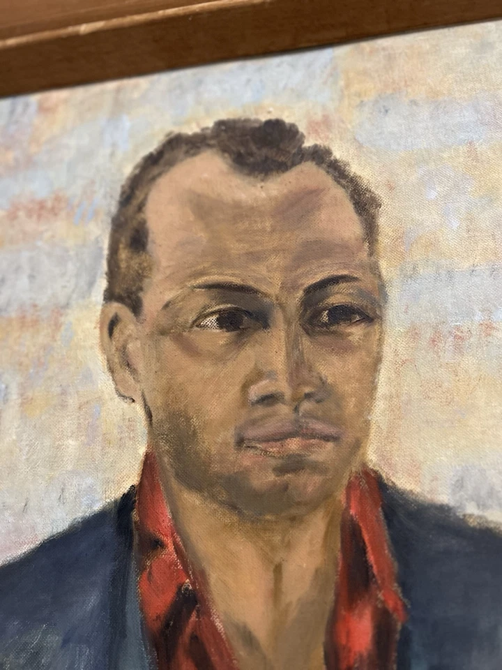 Arte enmarcado óleo sobre lienzo impresionismo retrato hombre M. mediados de siglo años 60’s Foto 4 de 4