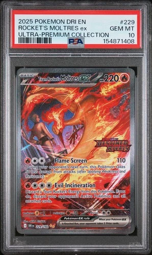 Rocket's Moltres ex 229/182 Stamped Promo Destined Rivals 229 GEM MINT PSA 10