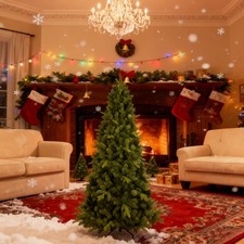 6ft Green Spruce Realistic Artificial Christmas Tree with Stand 1296 PE PVC Tips