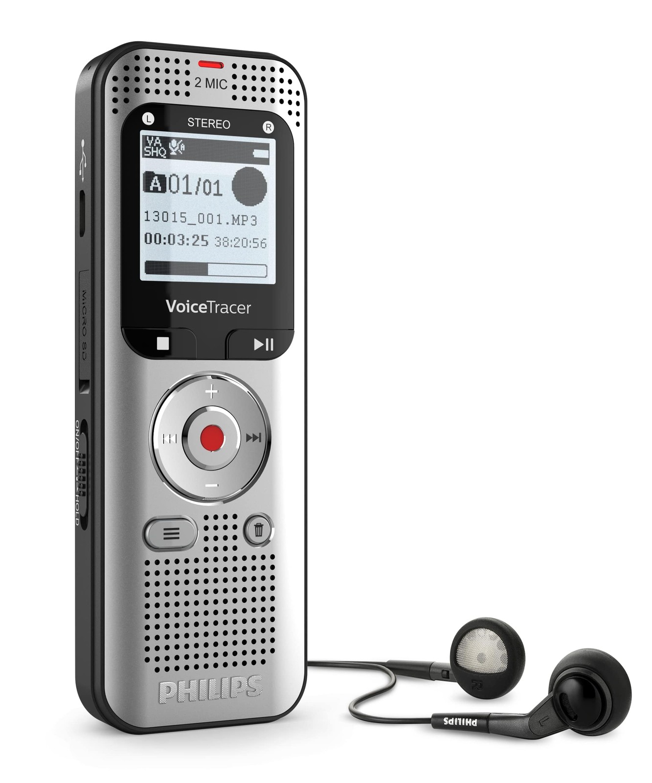 Enregistreur Vocal 8 Go VoiceTracer DVT2015 Dictaphone Numérique MP3 Stéréo