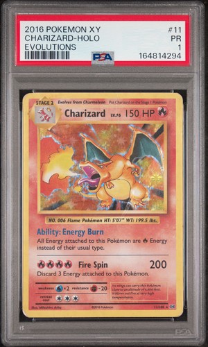 2016 POKEMON XY EVOLUTIONS CHARIZARD-HOLO #11 PSA 1