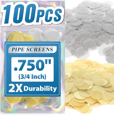 Heavy Duty Pipe Screens Set - 100 Pcs Metal Mesh & Brass Filters, 3/4 Inch