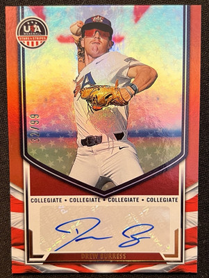 Panini 2025 Stars & Stripes CNT Signatures Drew Burress RC Auto Red /99
