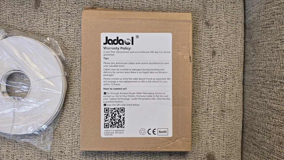 Cat6 Ethernet Cable 100 FT Flat White With Clips Jadaol? Network Cable Thin 6 - Image 4 of 4