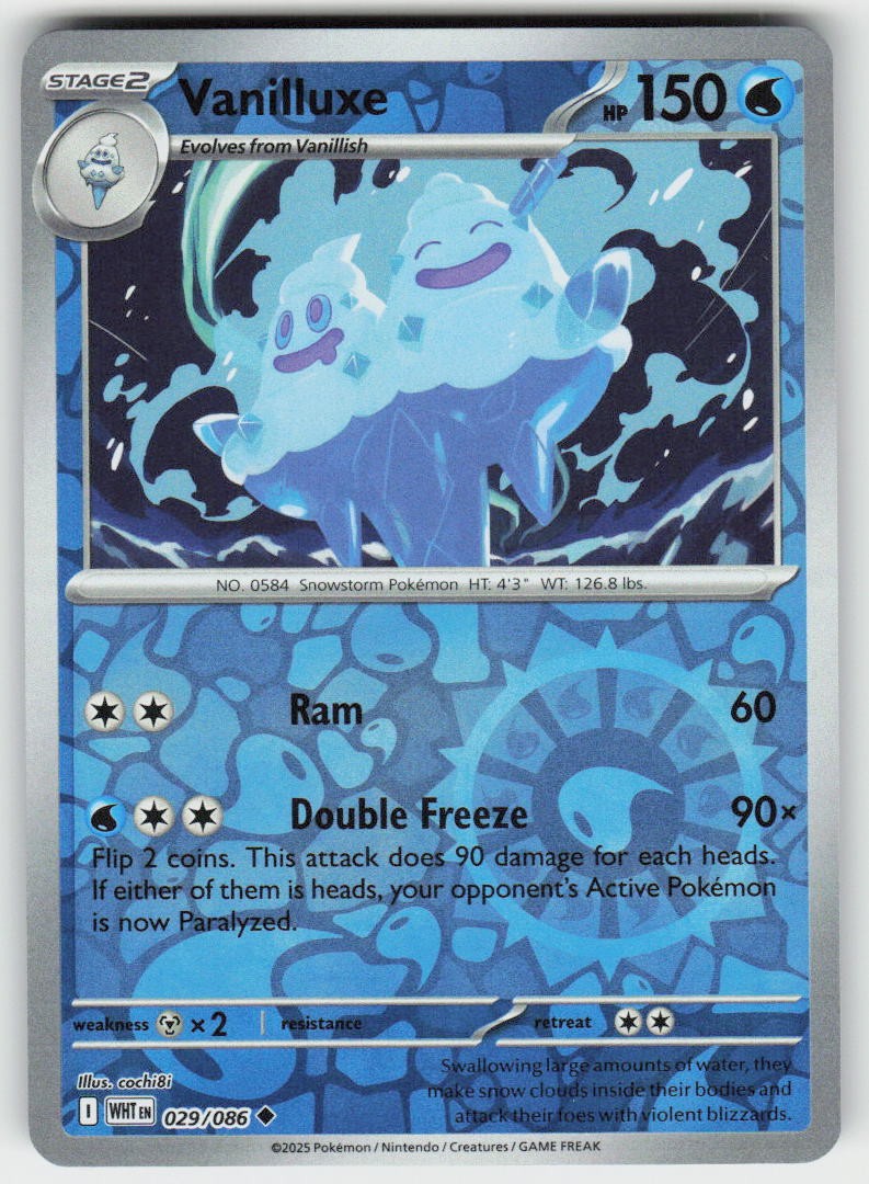 VANILLUXE 029/086 UC REVERSE HOLO WHITE FLARE POKEMON NM/M