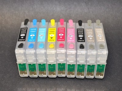 9pc/pk Refillable Cartridges fr Epson Stylus Photo R2880 Printer DTF K3 Pigment