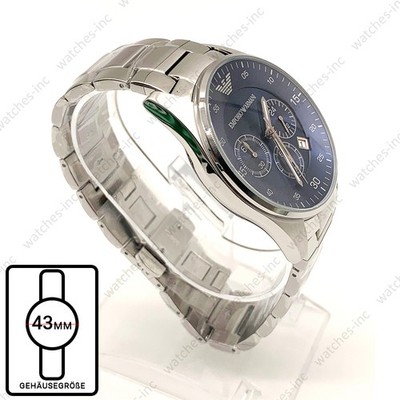 Neu Emporio Armani AR5860 Blue Dial Chronograph Steel 43mm Herrenuhr für Herren