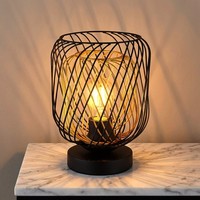 Tischleuchte Tischlampe Beistelllampe Nachttischlampe Metall-Geflecht Schwarz