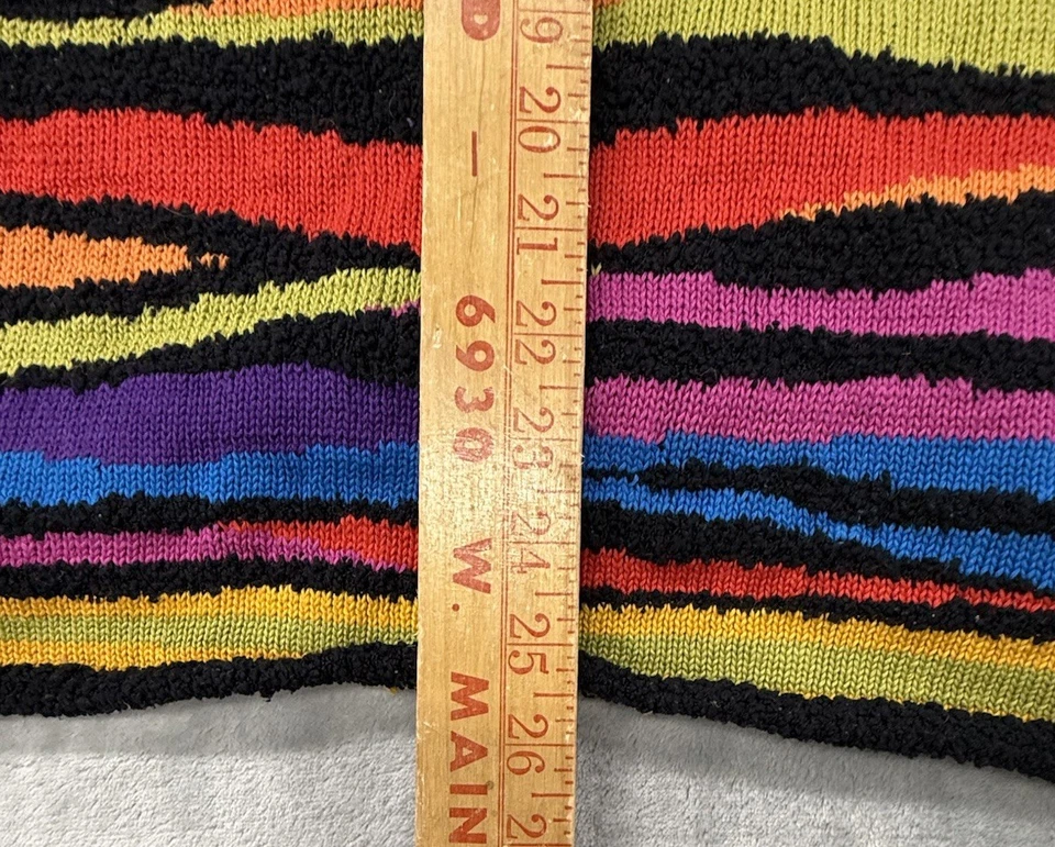 Suéter Vintage Años 80 90 Bloque de Color Rayas Cuello Simulado Arco Iris Tejido Talla Grande Foto 2 de 4