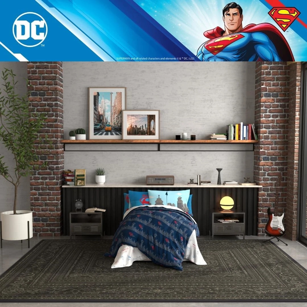 Superman Shield Reversible Comforter, Bedding Set