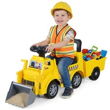 2-in-1 Ride on Excavator w/Detachable Trailer Shovel Hidden Seat Storage Music
