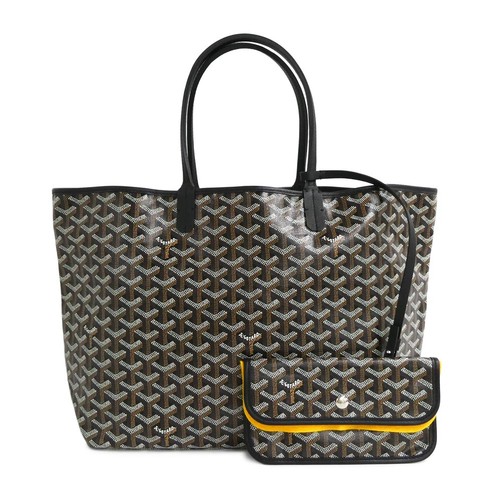 Goyard Saint Louis PM STLCROPMLTY01CL01P Calfskin Leather Black Tote Bag #UDB528