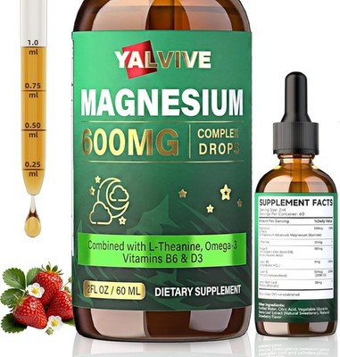 Magnesium Glycinate Liquid Drops | Magnesium Complex with L-Theanine, Omega-3