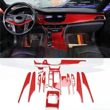 For Cadillac CT6 2019-2020 ABS Red Carbon Fiber Interior Overlay Kit Cover Trim
