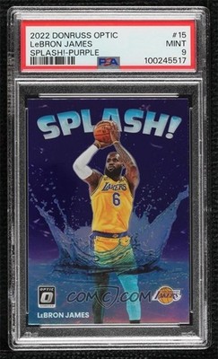LeBron James 2022 Donruss Optic SPLASH Purple Prizm #15 PSA 9 NBA