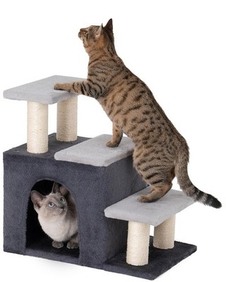 3-in-1 Pet Stairs for Cats, Dog Steps for Small Doggie Rabbits, 6.29''Depth C...