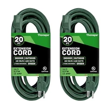 UL Listed - 3 wire extension cord, 20 foot, 13 amp, 125 volt, 1625 watt.