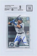 Kyle Lewis Seattle Mariners Signed 2020 Bowman Chrome #90 BAS 9/10 Rookie Card