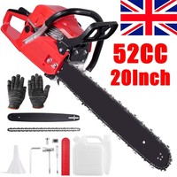 52cc Heavy Duty Petrol Chainsaw 20 Bar 50 cm Cut 2-Stroke Easy-starting Tool UK