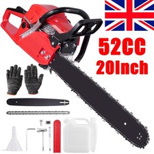 52cc Heavy Duty Petrol Chainsaw 20" Bar 50 cm Cut 2-Stroke Easy-starting Tool UK